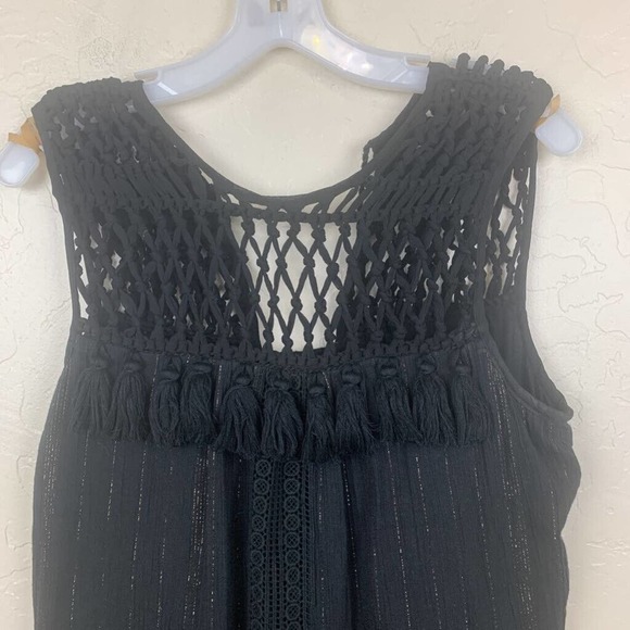 Anthropologie Womens Maeve Abilene Black Maxi Sleeveless Crochet strappy neck M - Picture 3 of 8
